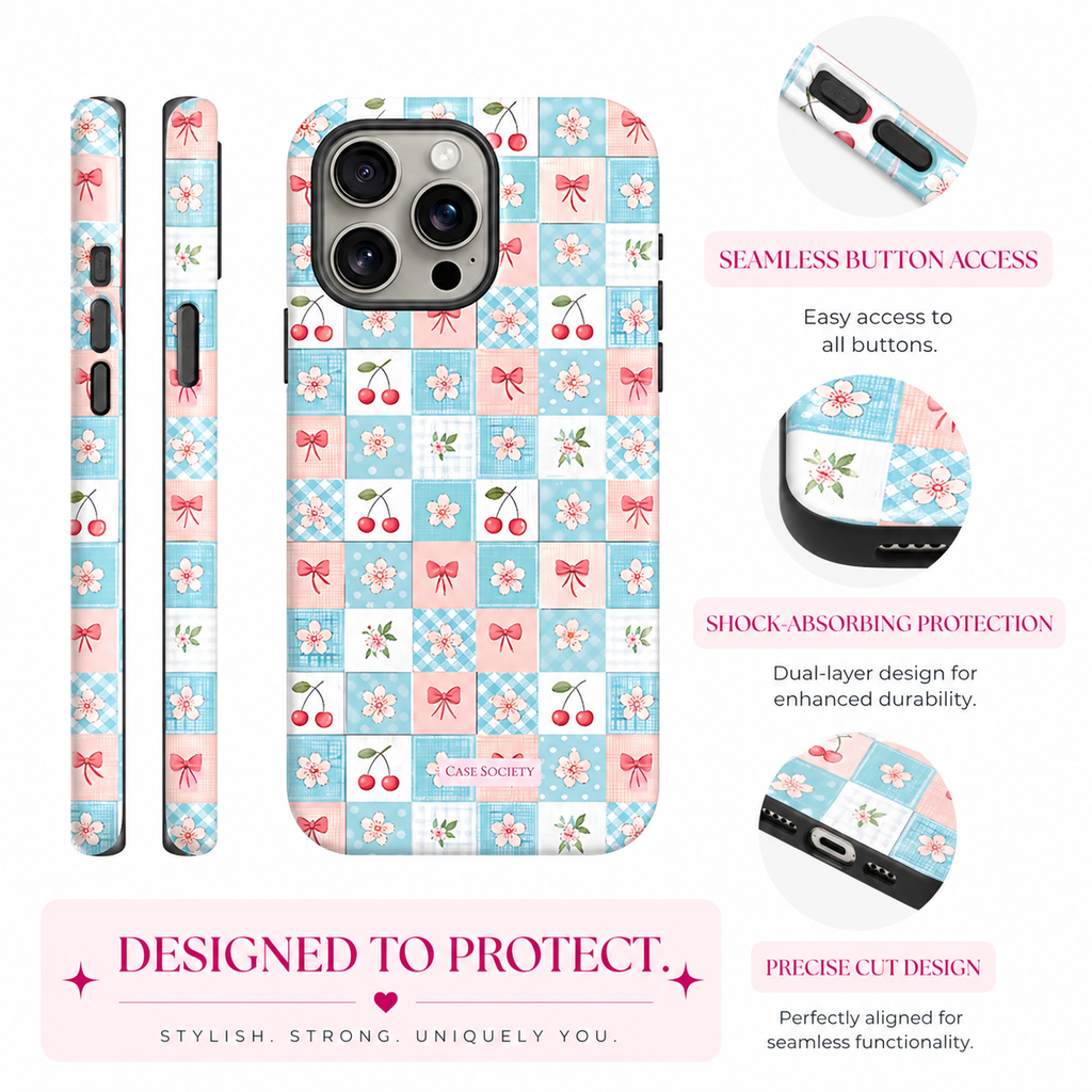 Cherry Check Tough iPhone Case