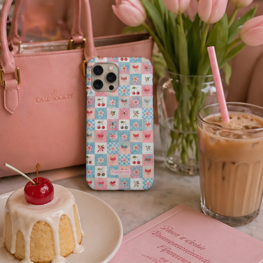 Cherry Check Tough iPhone Case